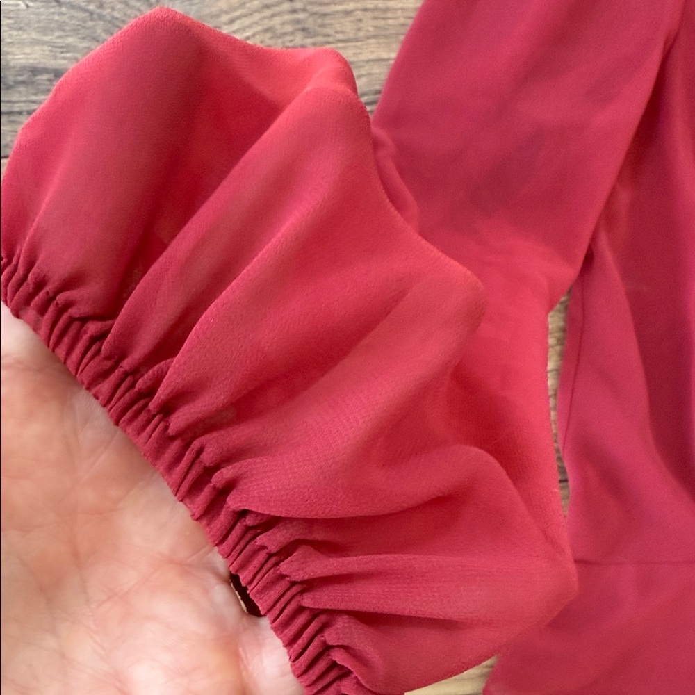 Express Deep Red Twist Front Blouse - Picture 6 of 6